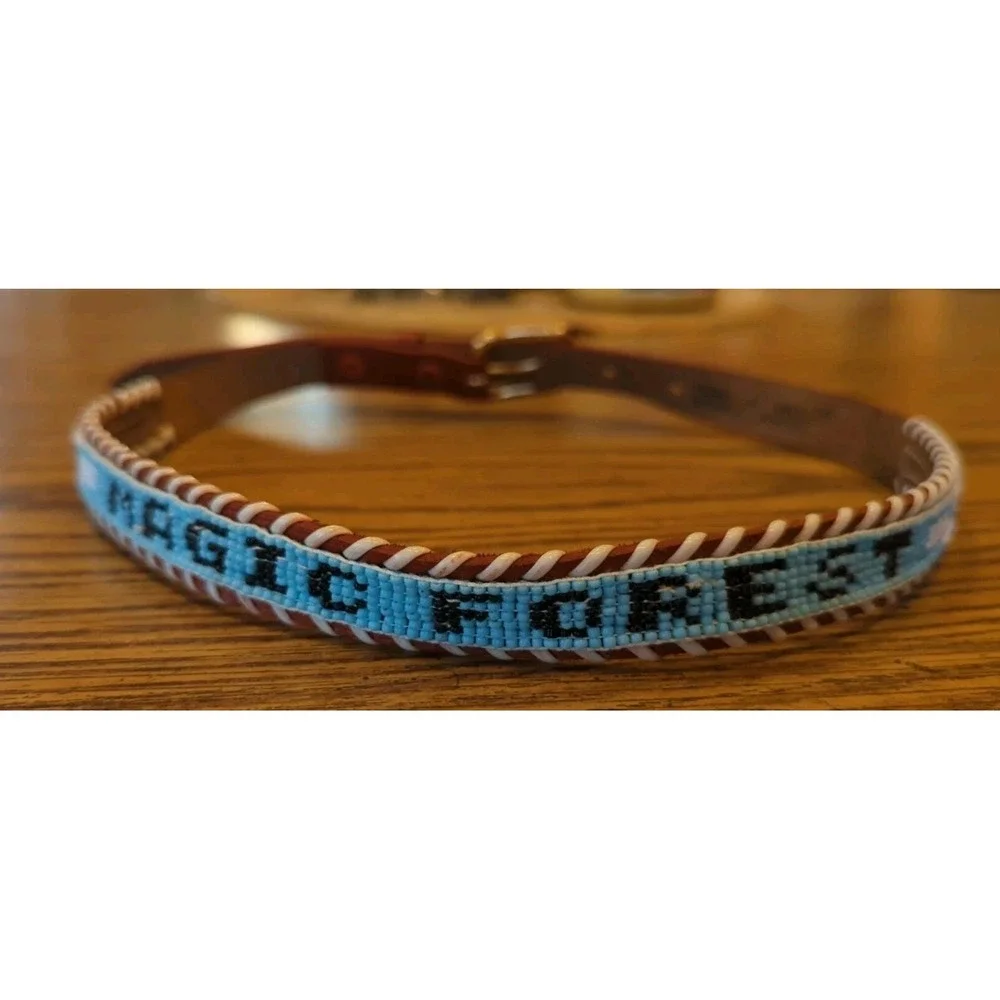 NOS Magic Forest Lake George NY Novelty Beaded Leather Belt Kids Youth Adult 26